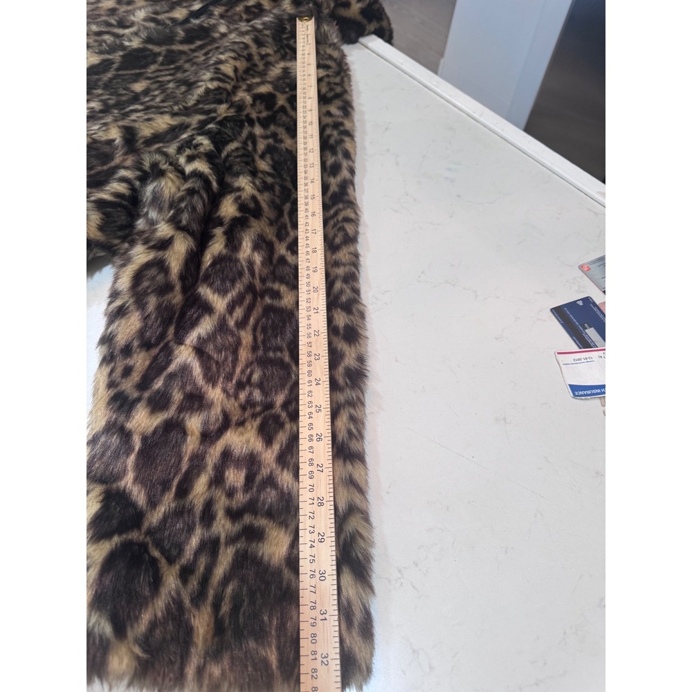 Roamans‎ Leopard Print Faux Fur Hooded Coat Plus Size 34/36 4X Brown Black Zip - Picture 10 of 12